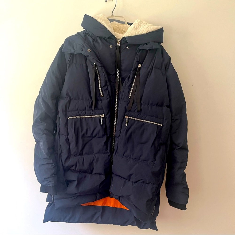 OROLAY Down Puffer Coat Navy Blue XL Gorpcore